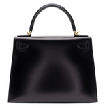 Hermès 28cm Kelly Sellier Black Box Calf Leather Gold Hardware