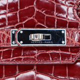 Hermès 30cm Birkin Bordeaux Shiny Niloticus Crocodile Palladium Hardware