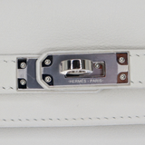 Hermès 25cm Kelly Retourne White Swift Leather Palladium Hardware