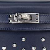 Hermès Kelly II Sellier Mini Cloute Bleu Abyss Box Calf Studded Leather Palladium Hardware
