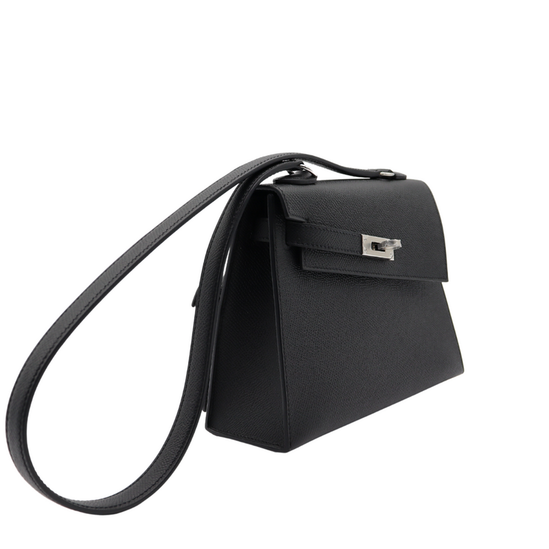 Hermès Kelly en Desordre Black Epsom Leather Palladium Hardware