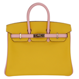 Hermès 25cm Birkin HSS Jaune de Naples/Mauve Swift Leather Permabrass Hardware