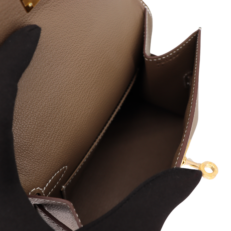 Hermès Kelly en Desordre Etoupe Epsom Leather Gold Hardware