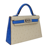 Hermès Kelly II Sellier Mini HSS Beton/Bluette Ostrich Palladium Hardware