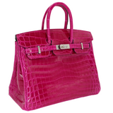 Hermès 25cm Birkin Rose Scheherazade Shiny Niloticus Crocodile Palladium Hardware
