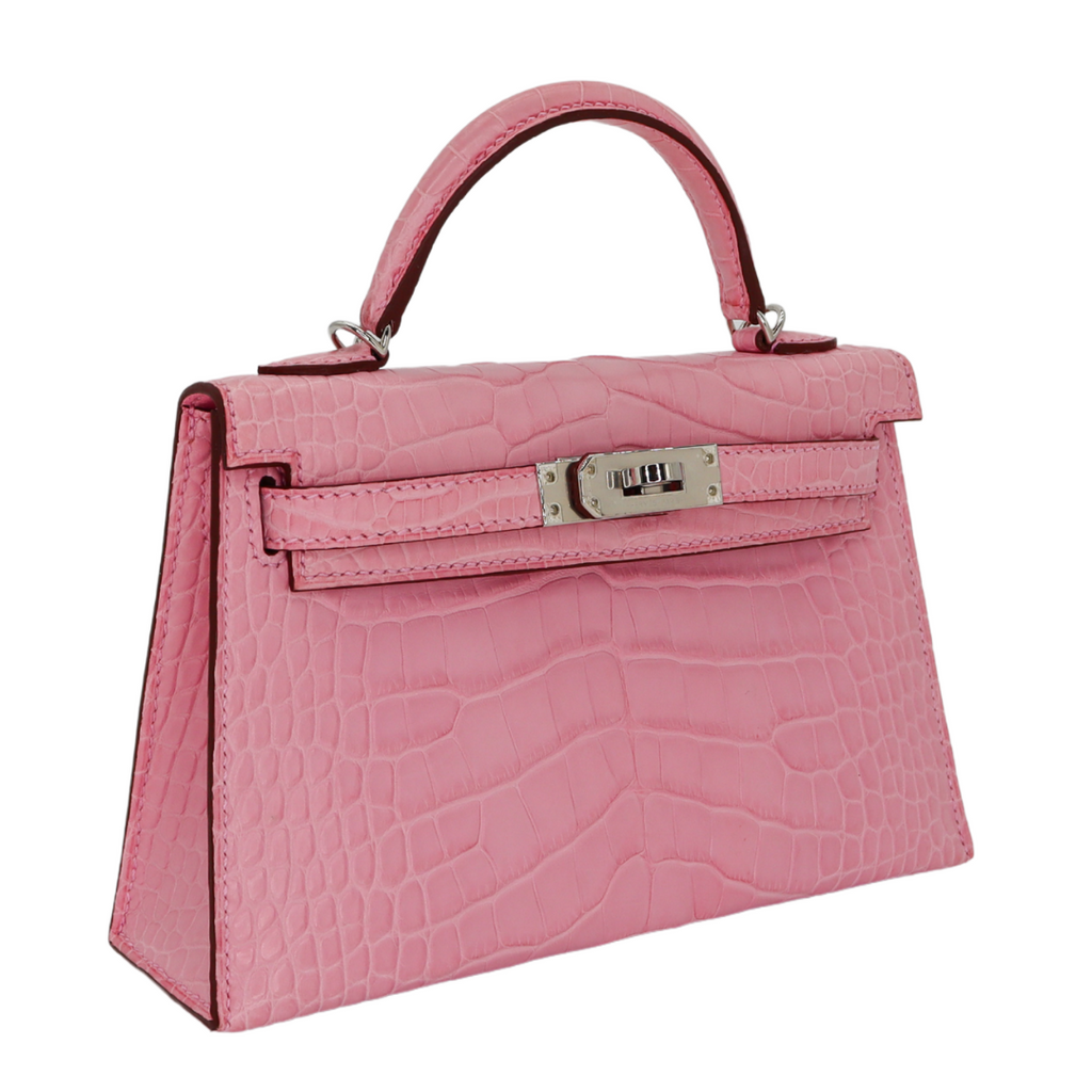 Hermès Mini Kelly II Bubblegum Matte Alligator Palladium Hardware Hermès Mini Kelly II Bubblegum Matte Alligator Palladium Hardware