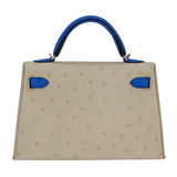 Hermès Kelly II Sellier Mini HSS Beton/Bluette Ostrich Palladium Hardware