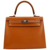 Hermès 25cm Kelly Sellier Naturel Sable Butler Leather Palladium Hardware