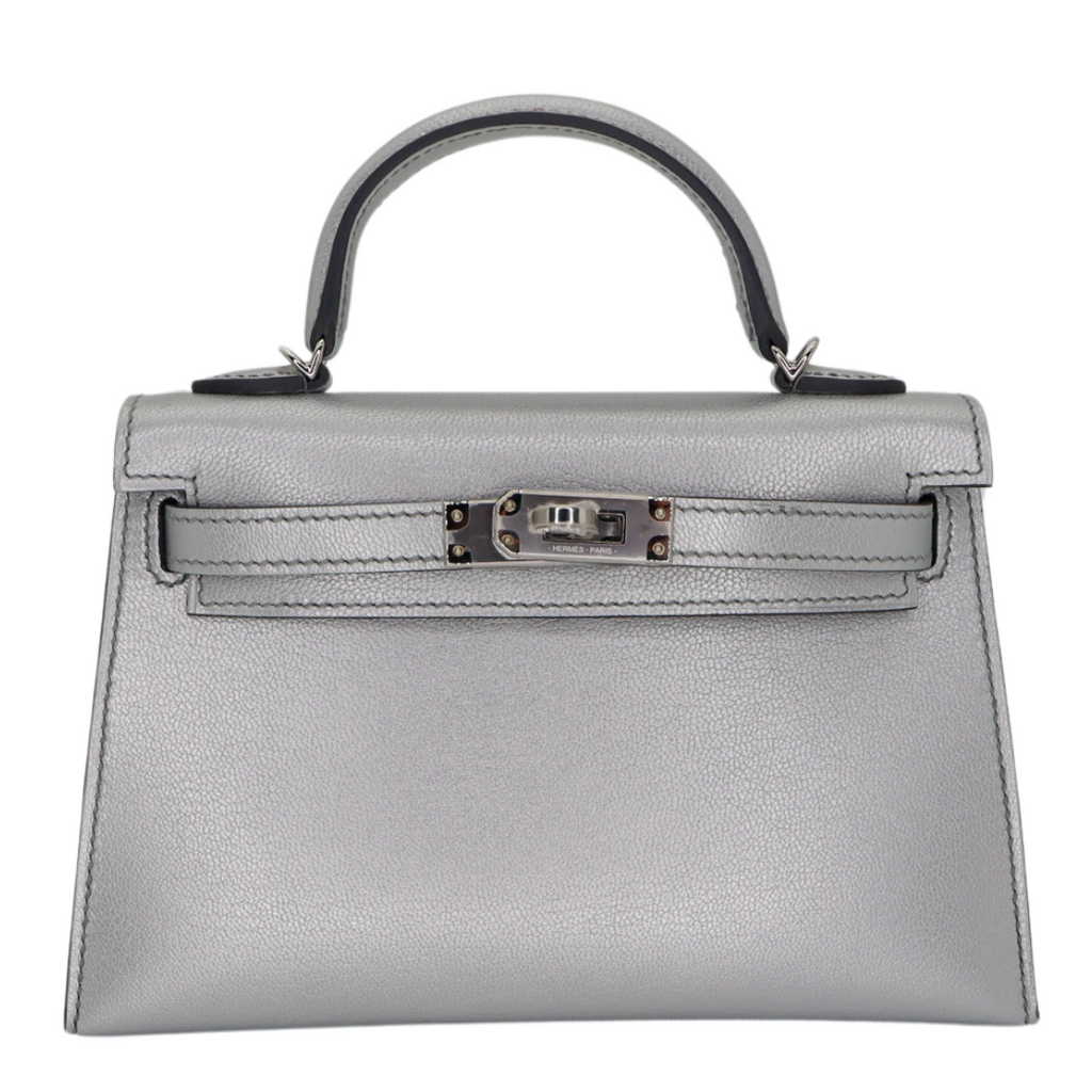 Hermès Kelly II Sellier Mini Gris Argente Chèvre Chamkilight Hermès Kelly II Sellier Mini Gris Argente Chèvre Chamkilight