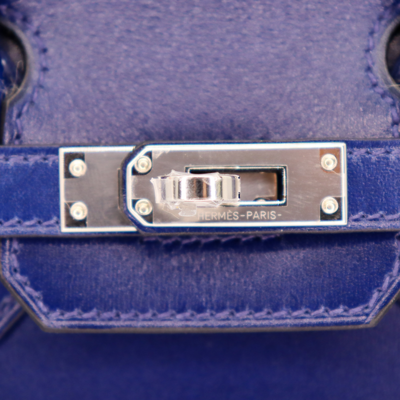 Hermès 25cm Birkin Sellier Bleu Saphir Box Calf Leather Palladium Hardware