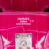 Hermès 25cm Birkin Rose Scheherazade Shiny Niloticus Crocodile Palladium Hardware