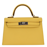 Hermès Kelly II Sellier Mini Jaune Mango Epsom Palladium Hardware