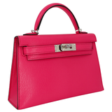 Hermès Kelly II Sellier Mini Rose Shocking Chevre Leather Palladium Hardware