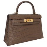 Hermès Kelly II Sellier Mini Gris Elephant Matte Alligator Gold Hardware