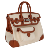 Hermès 25cm Birkin Cargo Vanille/Gold Canvas/Swift Leather Palladium Hardware