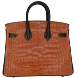 Hermès 25cm Birkin HSS Gold/Black Matte Alligator Brushed Gold Hardware