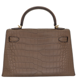 Hermès Kelly II Sellier Mini Gris Elephant Matte Alligator Gold Hardware