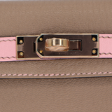 Hermès Kelly II Sellier Mini HSS Gris Tourterelle/Rose Sakura Chèvre Leather Permabrass Hardware