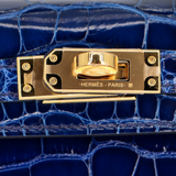 Hermès Kelly II Sellier Mini Bleu Saphir Shiny Alligator Gold Hardware