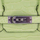 Hermès 25cm Birkin Jaune Bourgeon Matte Porosus Crocodile Palladium Hardware