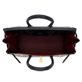 Hermès 25cm Birkin HSS Black/ Rouge Chèvre Leather Brushed Gold Hardware