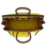 Hermès 25cm Birkin Cargo Jaune Citron/Chai Toile/Swift Leather Palladium Hardware