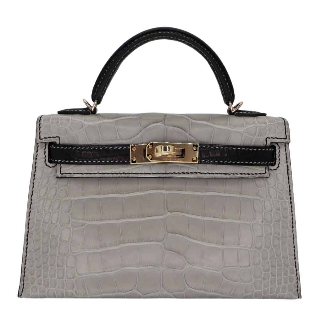 Hermès Kelly II Sellier Mini HSS Gris Perle/Black Matte Alligator Hermès Kelly II Sellier Mini HSS Gris Perle/Black Matte Alligator