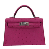 Hermès Kelly II Sellier Mini Rose Poupre Ostrich Palladium Hardware