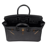 Hermès 25cm Birkin Touch Black Matte Alligator/Togo Leather Rose Gold Hardware