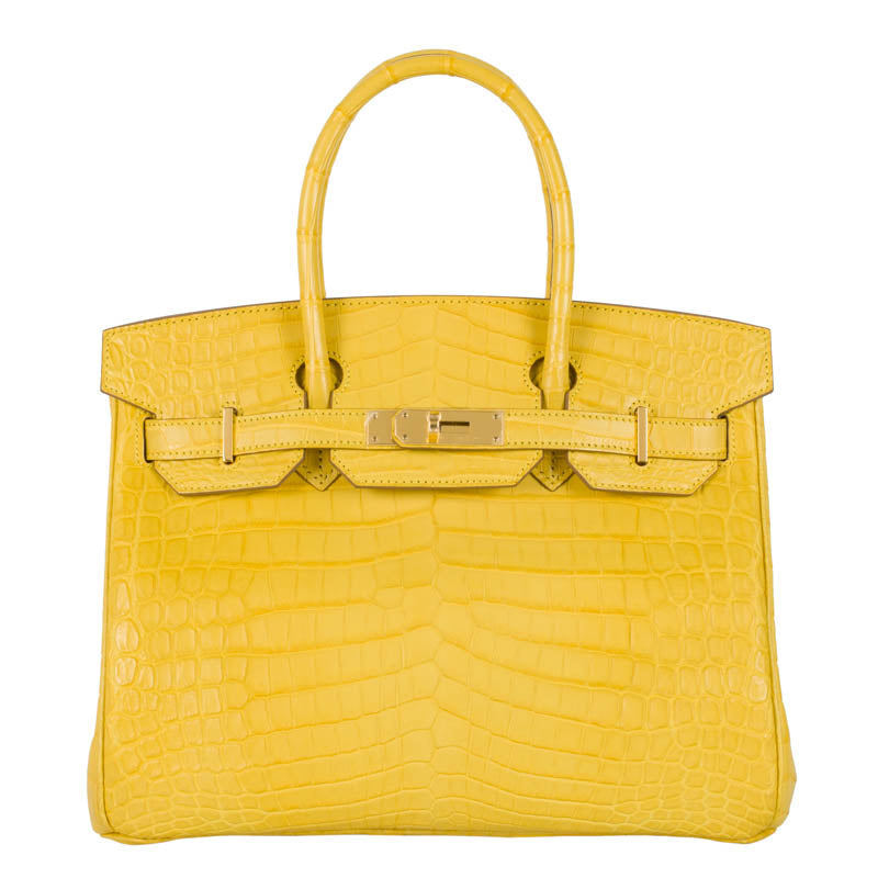 Hermès 30cm Birkin Mimosa Matte Niloticus Gold Hardware exclusive