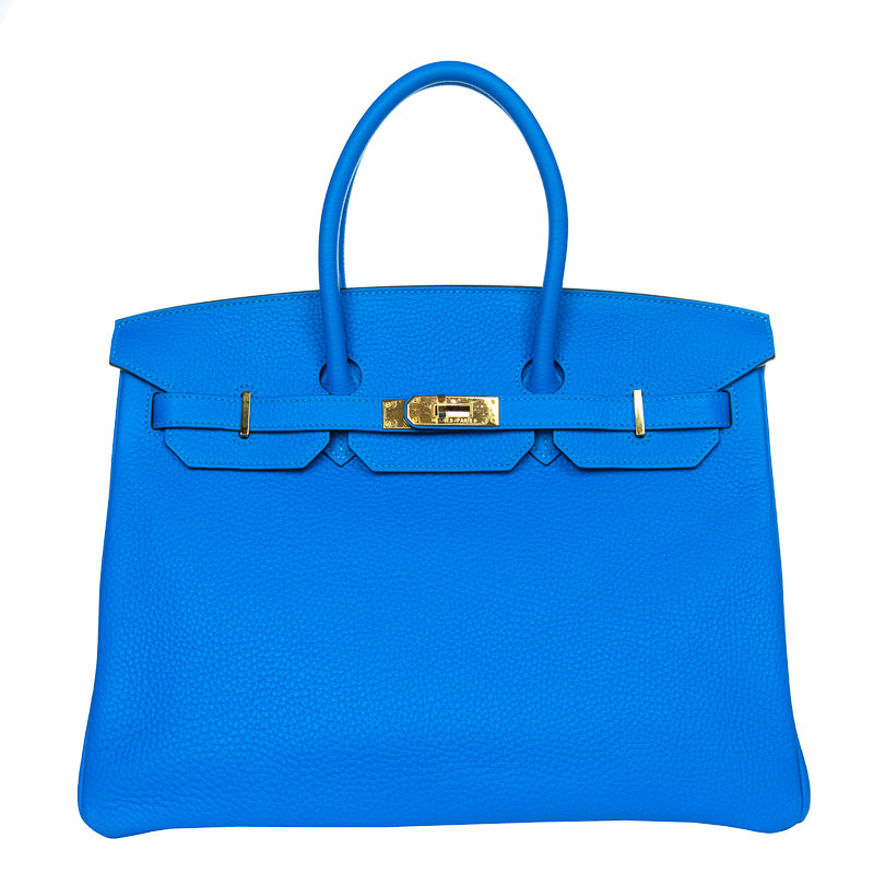 Hermès 35cm Birkin Bleu Hydra Clemence GHW exclusive at Privé Porter