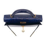 Hermès Mini Kelly II Bleu Saphir Shiny Alligator Gold Hardware