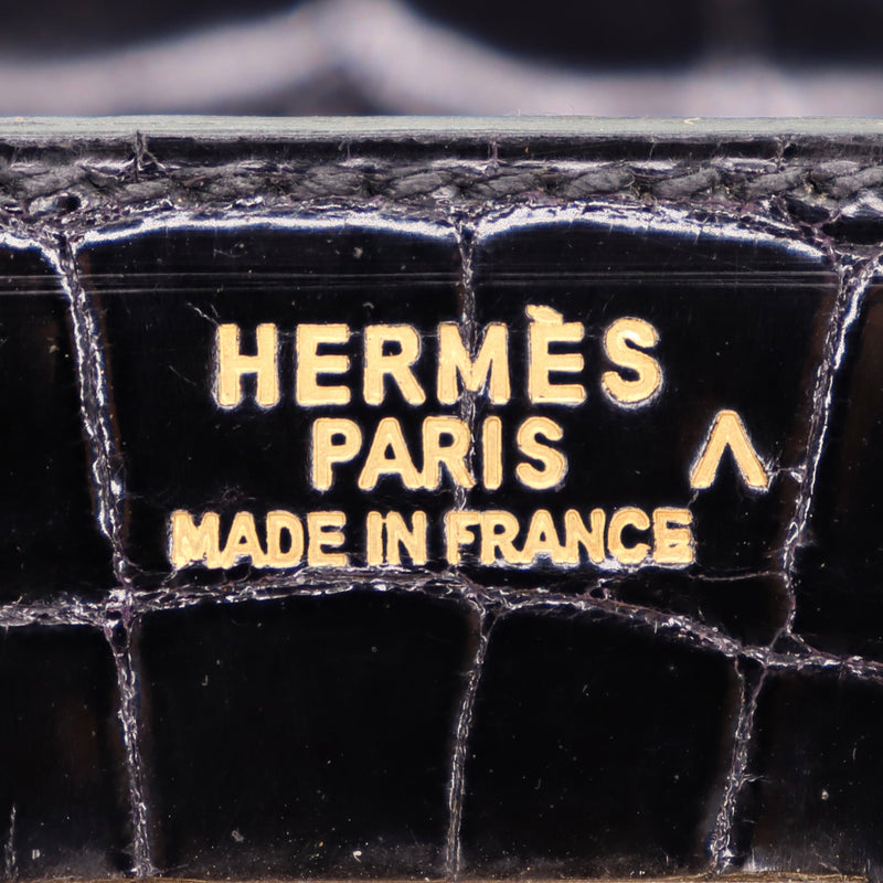 Hermès 40cm Birkin HAC Black Shiny Alligator Gold Hardware