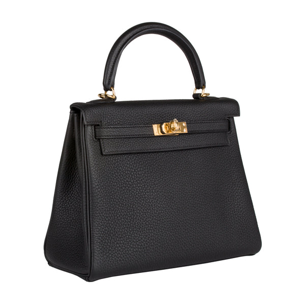 Hermès 25cm Kelly Retourne Black Togo Leather Gold Hardware
