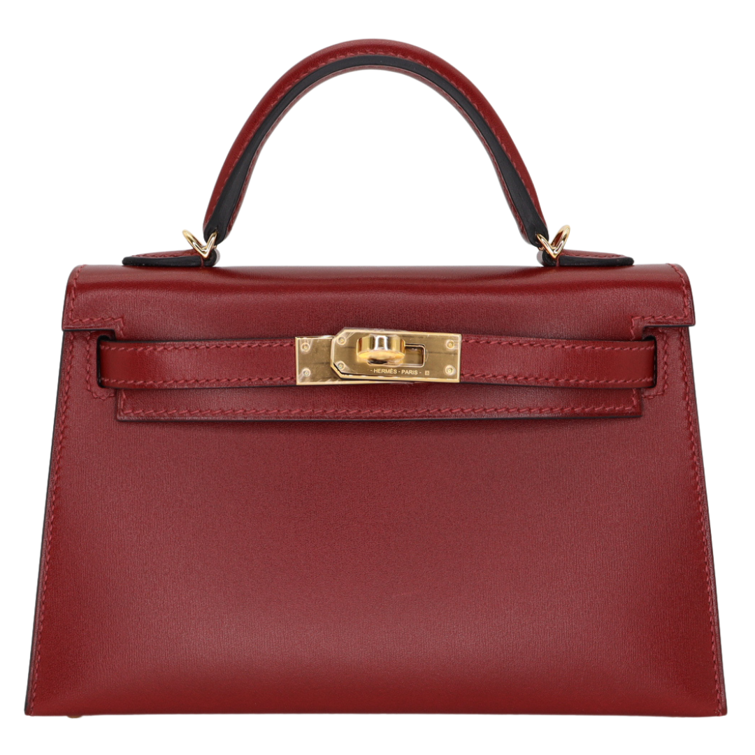 Hermès Kelly II Sellier Mini Rouge H Box Calf Leather Gold Hardware