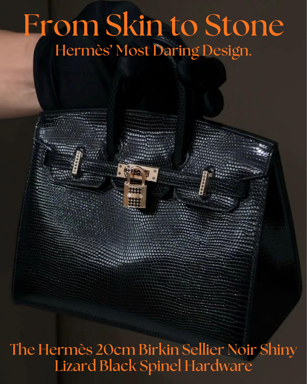 Privé Porter’s Guide To: The Hermès 20cm Birkin Sellier Noir Shiny Lizard with Black Spinel Hardware