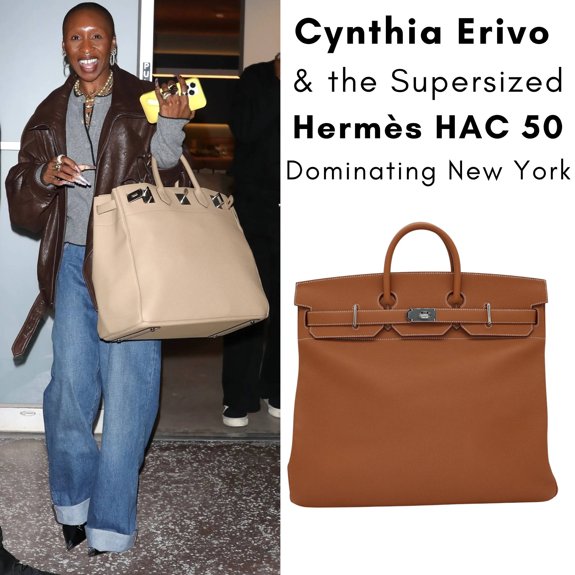 Privé Porter’s Guide To: Cynthia Erivo & the Supersized Hermès HAC 50 Dominating New York