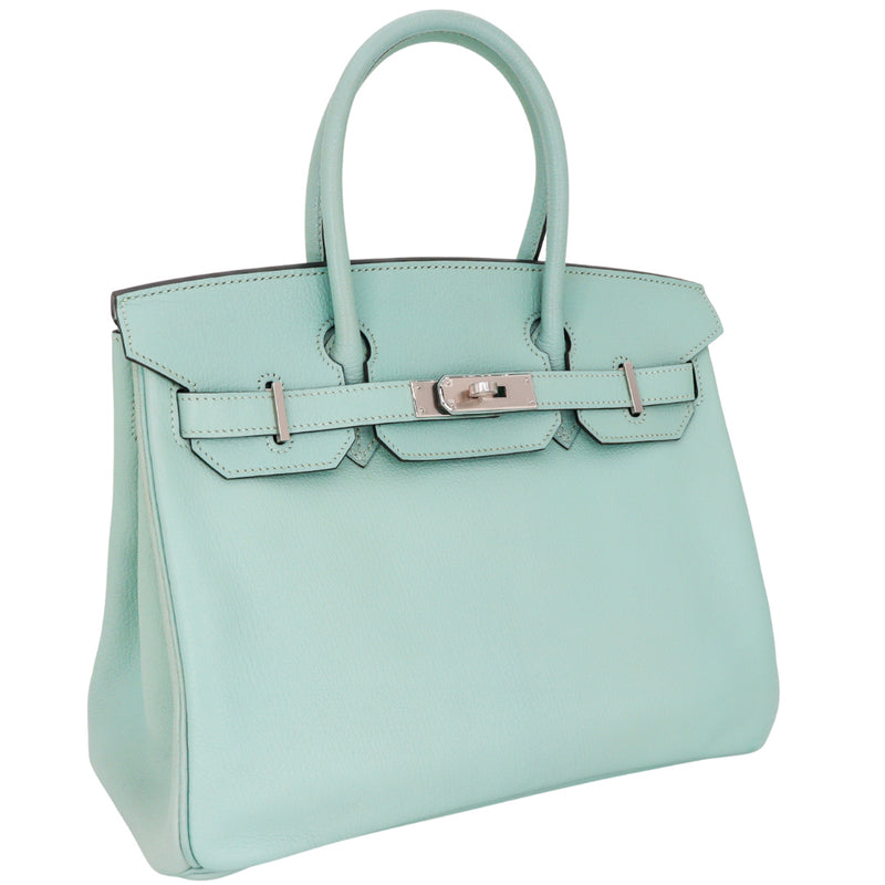 Hermès 30cm Birkin Aqua Chèvre Leather Palladium Hardware