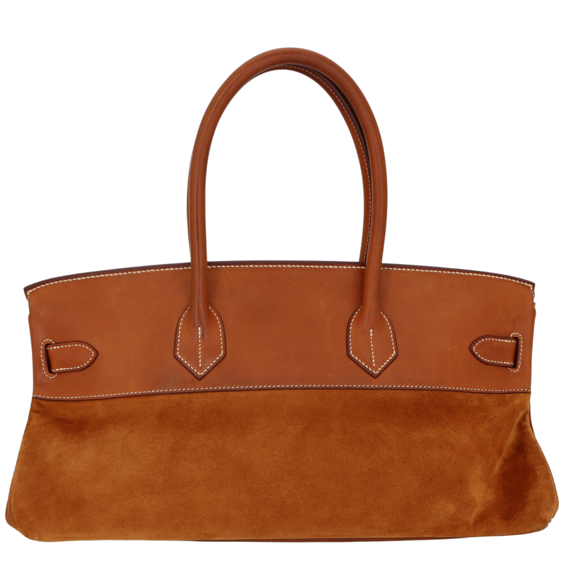 Hermès 42cm Birkin Shoulder JPG Doblis Fauve Suede/Barenia Leather