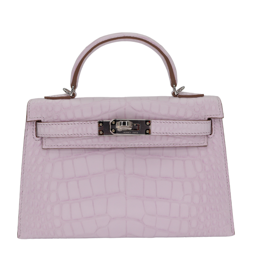 Hermès Kelly II Sellier Mini Mauve Pale Matte Alligator Palladium