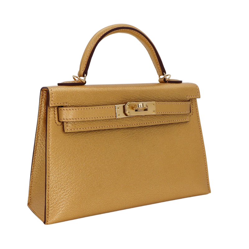 Hermes Mini Kelly II Dore Metallic Chevre Chamkilight Permabrass Hardware