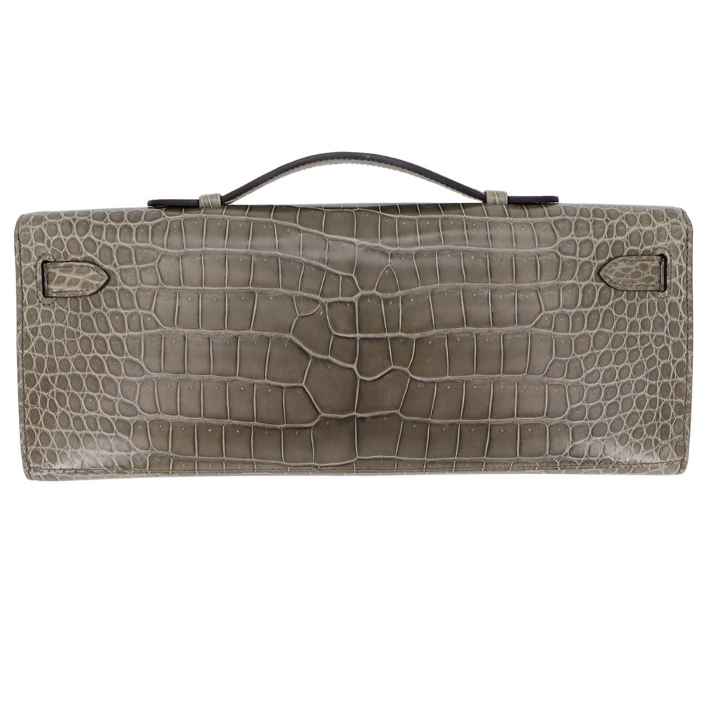 Hermès Kelly Cut Gris Tourterelle Shiny Porosus Crocodile