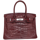Hermès 30cm Birkin Bordeaux Matte Alligator Palladium Hardware