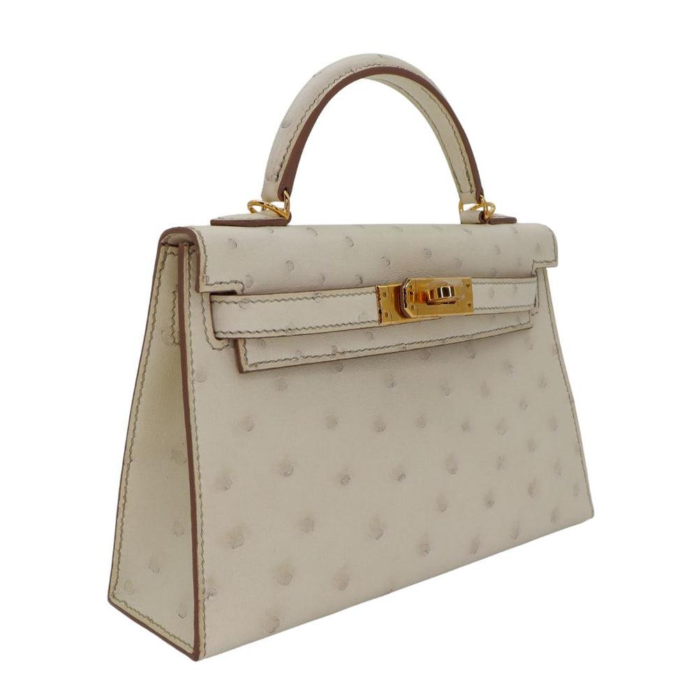 Hermès Kelly II Sellier Mini Beton Ostrich Gold Hardware – Privé