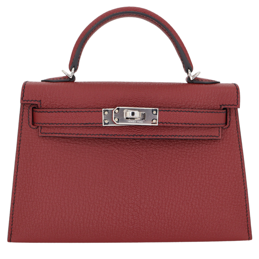 Hermès Kelly II Sellier Mini HSS Rouge H Chèvre Leather Palladium