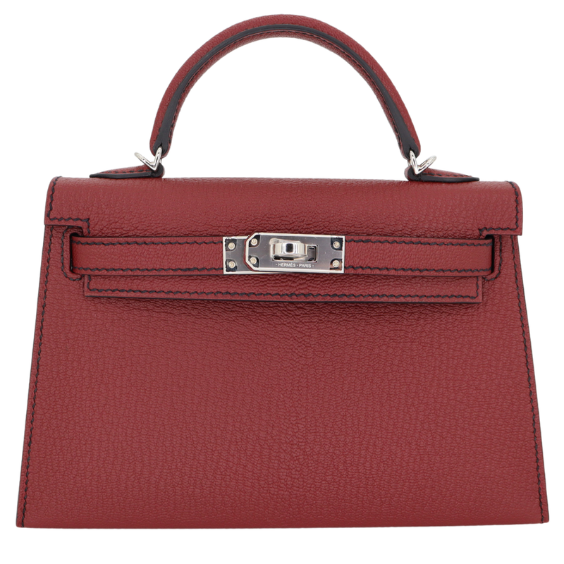 Hermès Kelly II Sellier Mini HSS Rouge H Chèvre Leather Palladium Hardware