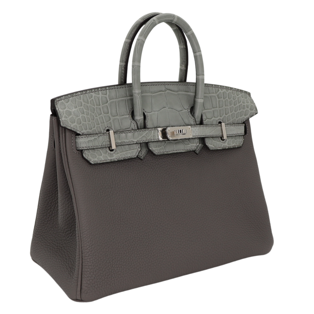 Hermès 25cm Birkin Touch Gris Meyer Togo/Matte Alligator Palladium