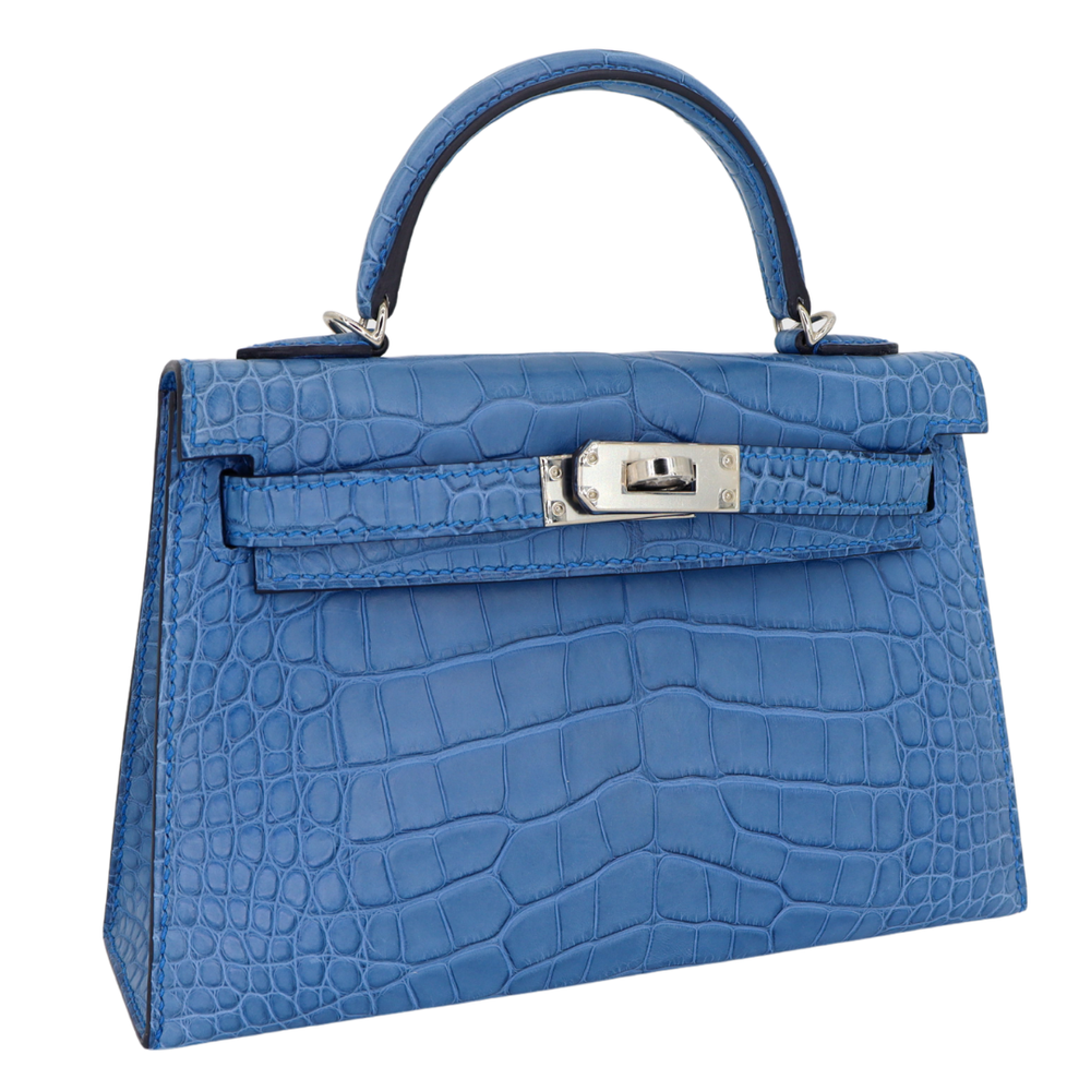 Hermès Kelly II Sellier Mini Bleu Zellige Matte Alligator
