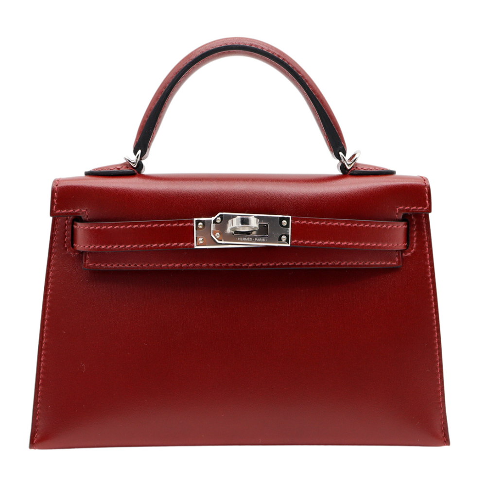 Hermès Kelly II Sellier Mini Rouge H Box Calf Leather Palladium