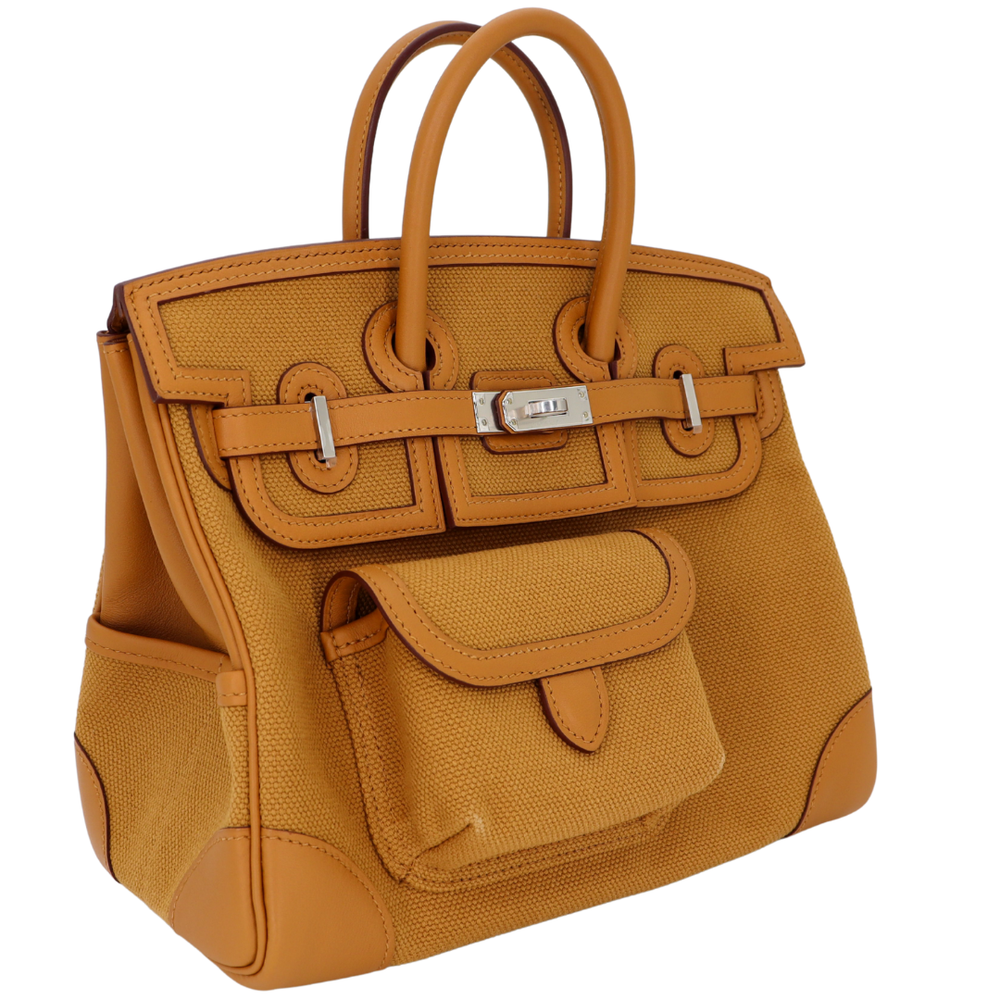 Hermès 25cm Birkin Cargo Sesame Toile/Swift Leather Palladium